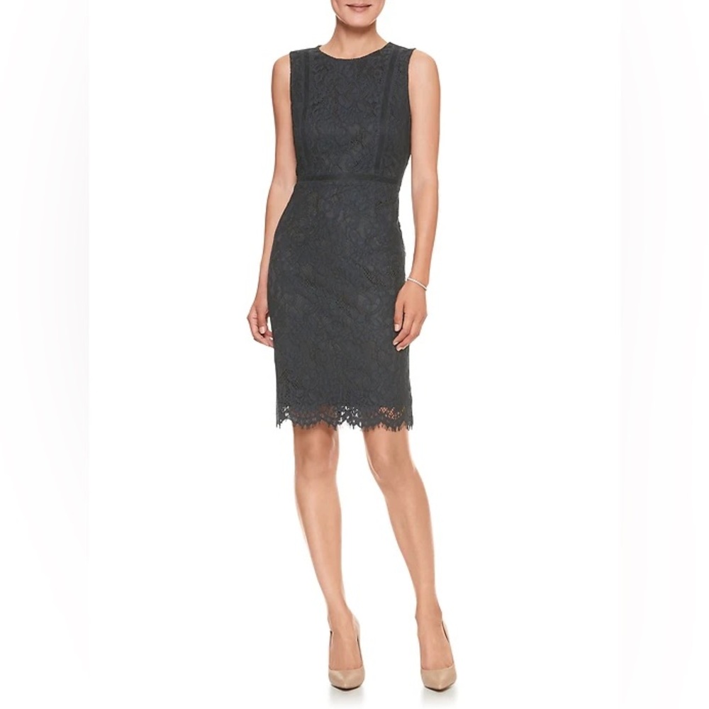 Banana Republic Navy Blue Lace Sheath Dress - Size 00P